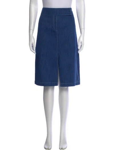 Pre-owned Akris Punto Raw-edge Trim Midi Length Skirt In Blue