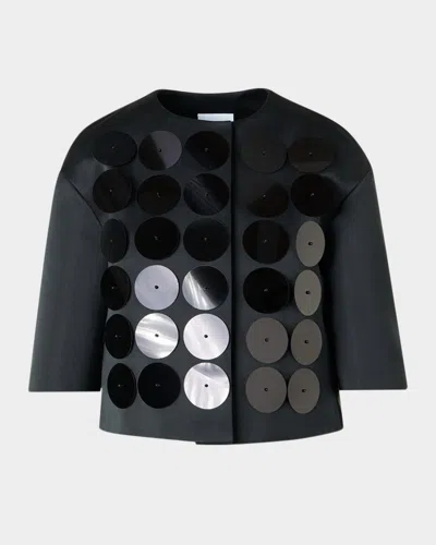Akris Punto Record Dot Embellished Techno Taffeta Jacket In Black