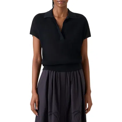 Akris Punto Relaxed Fit Polo Sweater In Black