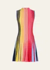 Akris Punto Reverse Rainbow Knit Sleeveless Midi Dress In Multicolor