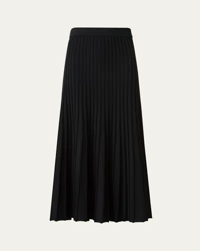 Akris Punto Reverse Rib Knit Pleated Midi Skirt In Black