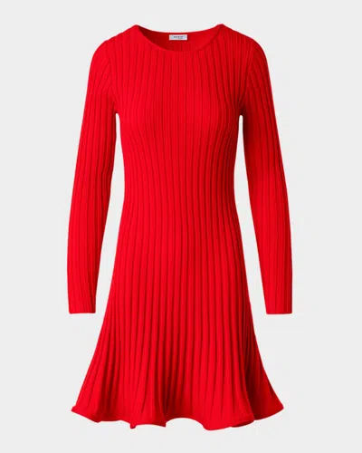 Akris Punto Reversed Rib Knit Mini Dress In Red