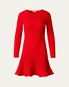 Akris Punto Reversed Rib Knit Mini Dress In Red