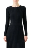 Akris Punto Reversed Virgin Wool Rib Sweater In Black