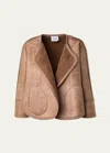 Akris Punto Shearling Lined Lambskin Leather Jacket In Caramel