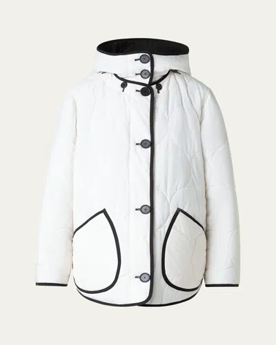 Akris Punto Reversible Techno Dot Quilted Jacket With Hood In White