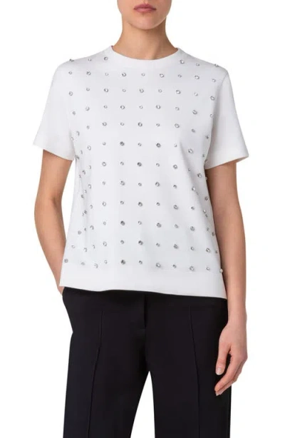 Akris Punto Rhinestone Studded T-shirt In Cream