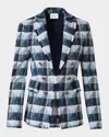 Akris Punto Rhombus Jacquard Denim Blazer With Double Breast Illusion In Navy-sky-cream
