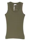Akris Punto Ribbed Cotton Top In Green