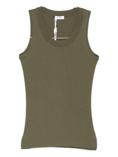 Akris Punto Ribbed Cotton Top In Green