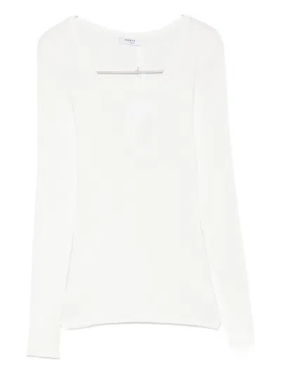 Akris Punto Ribbed V-neck Sweat In White