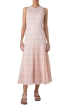 Akris Punto Ribbon Tweed Midi Dress In Pale Pink-multicolor