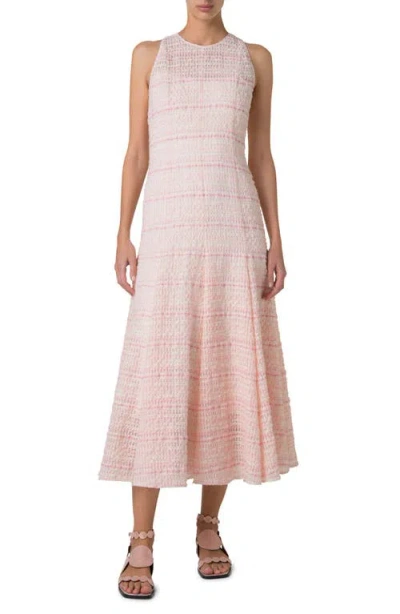 Akris Punto Ribbon Tweed Midi Dress In Pale Pink-multicolor