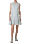 Akris Punto Tweed Fit-flare Mini Dress In Ice Blue-cream