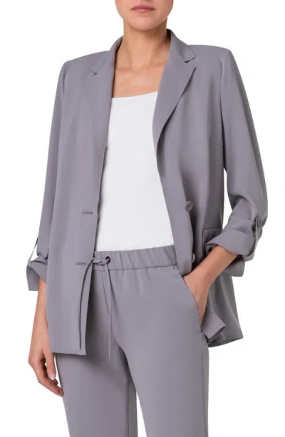 Akris Punto Roll Tab Cuff Boyfriend Blazer In Tin