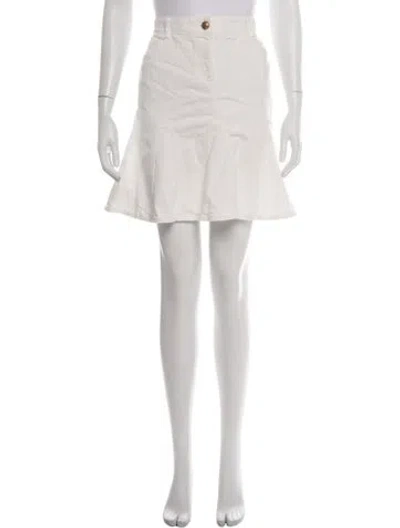 Pre-owned Akris Punto Ruffle Embellishment Mini Skirt In White