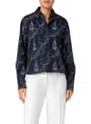 Akris Punto Sailboat Print Poplin Blouse In Navy-cream