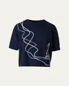 Akris Punto Sailboat Robe Application Wool Cashmere Sweater In Navy