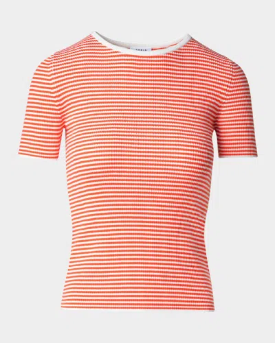 Akris Punto Sailor Stripe Ribbed Wool T-shirt In Cream-orange