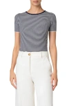 Akris Punto Sailor Stripe Ribbed Wool T-shirt In Navy-cream
