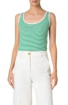 Akris Punto Sailor Stripe Virgin Wool Rib Sweater Tank In Sea Green-cream