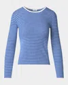 Akris Punto Sailor Striped Rib Knit Crewneck Sweater In Royal-cream
