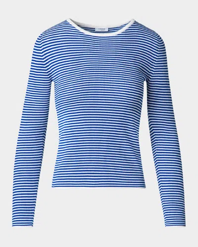 Akris Punto Sailor Striped Rib Knit Crewneck Sweater In Royal-cream