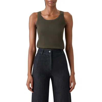 Akris Punto Scoop Neck Cotton Sweater Tank In Green