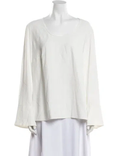Pre-owned Akris Punto Scoop Neck Long Sleeve Blouse In White