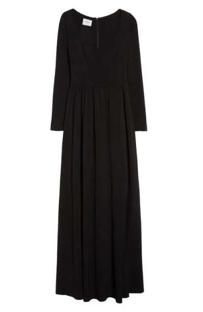 Akris Punto Scoop Neck Long Sleeve Crepe Jersey Dress In Black