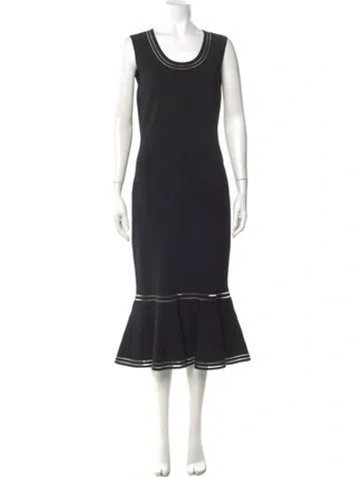 Pre-owned Akris Punto Scoop Neck Midi Length Dress In Black