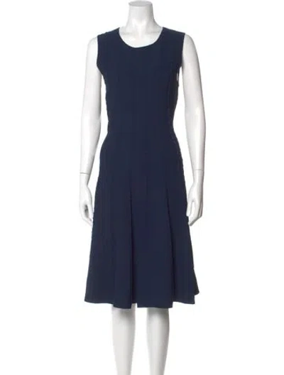 Pre-owned Akris Punto Scoop Neck Midi Length Dress In Blue