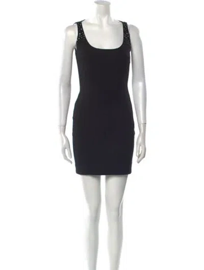 Pre-owned Akris Punto Scoop Neck Mini Dress In Black