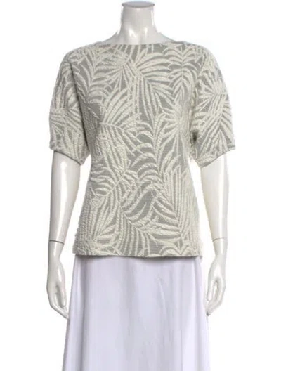 Pre-owned Akris Punto Scoop Neck Short Sleeve Blouse In Neutral
