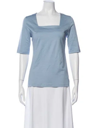 Pre-owned Akris Punto Scoop Neck Short Sleeve Top In Blue