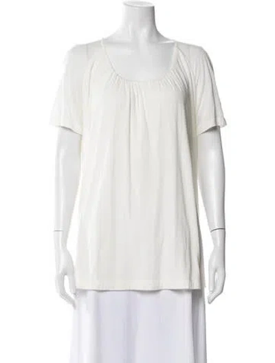 Pre-owned Akris Punto Scoop Neck Short Sleeve Top In Neutral