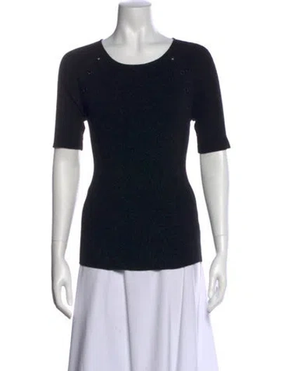 Pre-owned Akris Punto Scoop Neck Short Sleeve T-shirt In Black