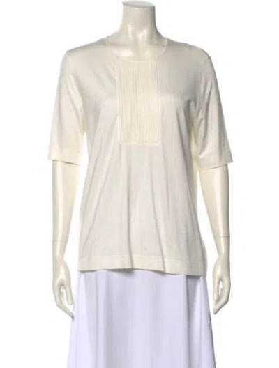 Pre-owned Akris Punto Scoop Neck Short Sleeve T-shirt In Neutral
