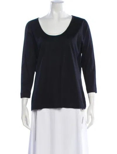 Pre-owned Akris Punto Scoop Neck Three-quarter Sleeve Top In Blue