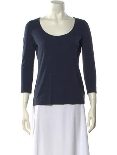 Pre-owned Akris Punto Scoop Neck Three-quarter Sleeve T-shirt In Blue