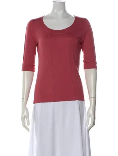 Pre-owned Akris Punto Scoop Neck Three-quarter Sleeve T-shirt In Pink
