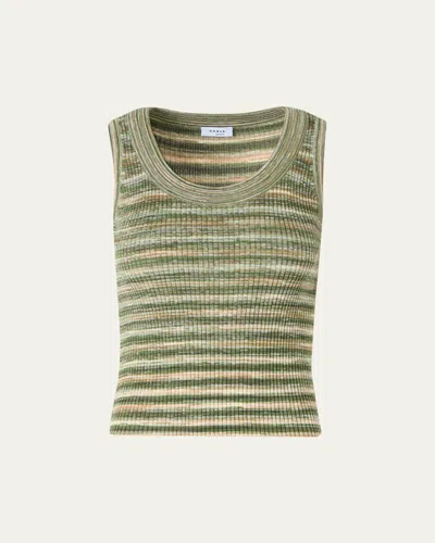 Akris Punto Scoop-neck Space Dye Merino Wool Rib Tank Top In Green