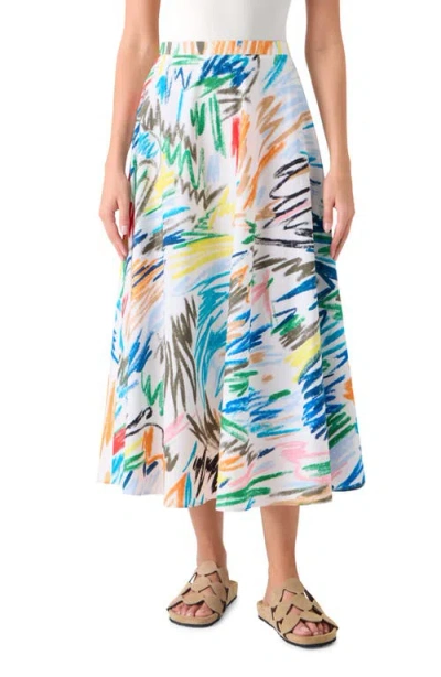 Akris Punto Scribble Print Cotton A-line Skirt In Multi