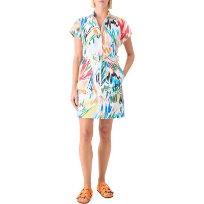 Akris Punto Scribble Print Stretch Denim Minidress In Multi