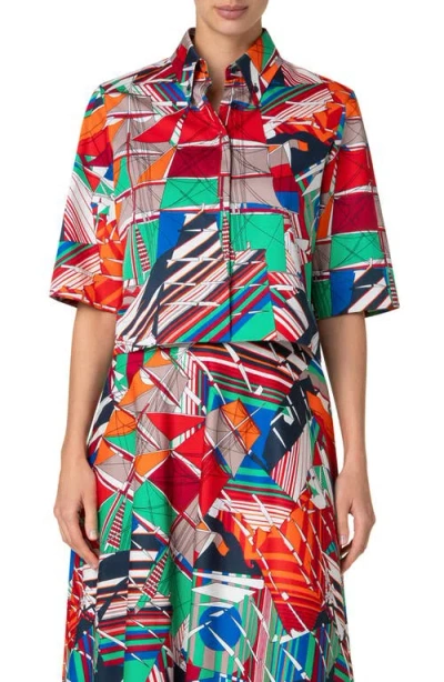 AKRIS PUNTO AKRIS PUNTO SEA CLIPPER CROP COTTON SATIN BUTTON-DOWN SHIRT