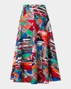 Akris Punto Sea Clipper Print Flared Midi Skirt In Multicolor