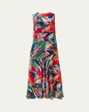 Akris Punto Sea Clipper Print Midi Georgette Dress In Multicolor