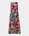 Akris Punto Sea Clipper Print Midi Georgette Dress In Multicolor