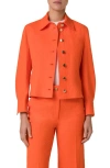 Akris Punto Seersucker Crop Jacket In Orange