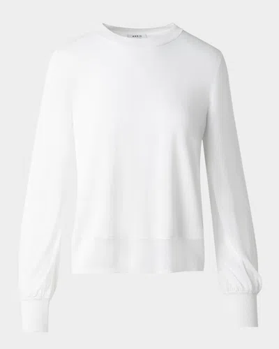 Akris Punto Semi Sheer Knit Crewneck Sweater In Cream